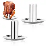 GugnRyAc Hähnchenbräter, Hähnchenhalter aus Edelstahl, Bierdose für Hähnchengrill, Zerlegbarer Geflügelbräter mit Abtropfschale (2 Stück)