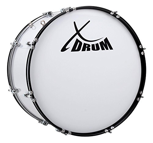 XDrum MBD-224 Marsch Bass Trommel, Fußball Pauke 24" x 12" (10,5 kg, 4 Ösen, Spannschrauben, inkl. Paar Schlägel, Tragegurte, Stimmschlüssel) weiß