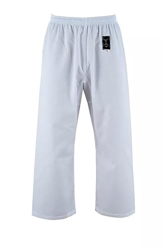 Fisticuffs Karatehose für Kinder und Erwachsene, Uniform, Schwarz/Weiß, weiß, 120 cm
