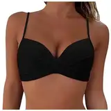 Bikini BH Damen Bademoden Bikinioberteil Große Brüste Push up Bikini Top Gepolstert Swimsuit Bra Sport Trocknend Padded Bikini Swim Oberteil Bikini Oberteil Große Brüste Rückenfreies (c-Black, M)