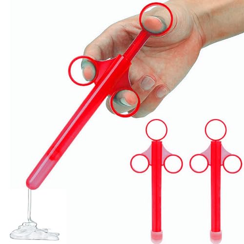 Lube Tube Spritzen,Schmiermittel Spritzen,Schmiermittel Applicator,2PC Vaginal Applikatoren für Männer Frau Anus und Vagina Reinigungswerkzeuge mit Traktionsring und Fingergriff (Rot)