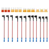 24 Stück Stromdieb KFZ Sicherung Adapter Set,Standard Sicherungshalter Stromdieb,LKW Sicherungshalter standard mit 12 Stück Flachsicherungen,Stecksicherung Verteiler mit Autosicherungen