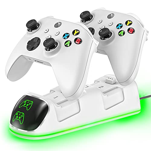 Xbox Controller Ladestation mit 2X 4800mWh (2X 2000mAh) Wiederaufladbaren Akku für Xbox One/Xbox Series X/S Elite, Xbox One Controller Ladestation mit Xbox akku für Xbox Series/One Controller, weiß