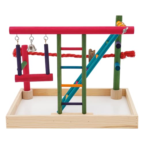 Dofanqing Papageienschaukel Vogelspielplatz 35 x 25 x 27,8 cm für 1-5 kleine Papageien mit Schaukel Leiter und Sitz für Zuhause Tierhandlungen und Zoos