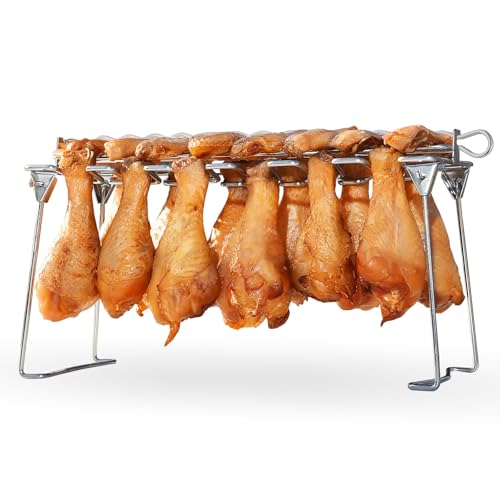 Hähnchenschenkel-Gestell für Räucherofen – 12 Schlitze Chicken Wing Rack Drumstick Halter – Antihaft, einfach zu bedienen, spülmaschinenfest, Premium-Qualität Edelstahl Hühnerregal