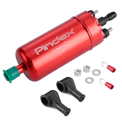 Pindex Elektrische Hochdruck-Kraftstoffpumpe 12V,Inline-Kraftstoffpumpe,Benzinpumpe für Benzin, Diesel,Universelle Ersatz-Kraftstoffförderpumpe 0580464070 (Rot)