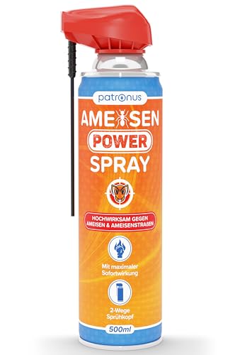 Patronus Ameisen Power Spray 500ml - Ameisengift mit maximaler Sofortwirkung für Innen & Außen - Mittel gegen Ameisen für Haus und Garten - hochwirksam aus deutscher Produktion