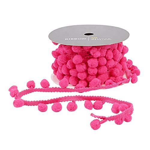 PandaHall 5 Yards/4,5m Pom Poms Bälle Fransenbesatz, Bastel-Nähband Pom Poms Quaste Spitze für Kleidung Kissen Vorhänge Heimwerker-Nähzubehör, 5mm breit, Kirschrot