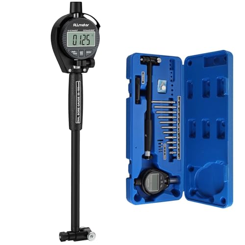 ALLmeter Digitales Bohrungsmessgerät Messuhr Set 50-160 mm Innendurchmesser Anzeige Messwerkzeug mit 12 Standardsonden 0,01 mm Hohe Präzision Innenmessgerät zur Messung des Innendurchmessers Schwarz