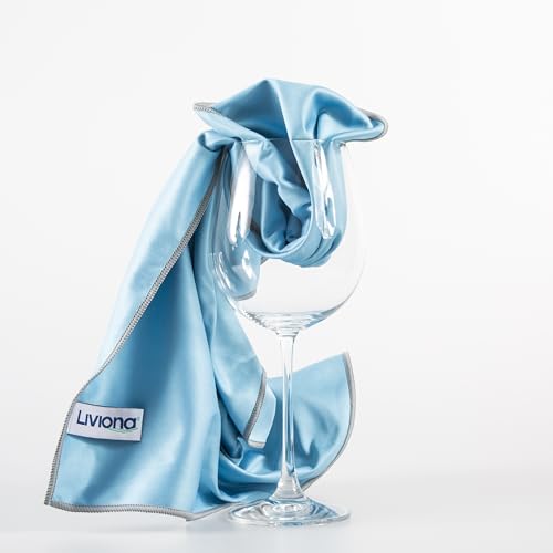Liviona 4er Set Mikrofaser Poliertücher 40x60 cm, Streifen- und Fusselfrei, Spiegeltücher für Glas, Hochglanzflächen, Autopflege, Gastronomie