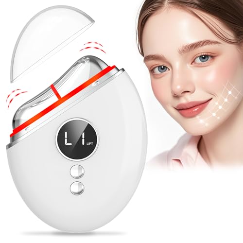 EMS Gua Sha, Robofun Gesichtsmassagegerät Gua Sha Elektrisch Gegen Falten mit Vibration & Wärme, Face Lifting Gerät mit Rotlicht, Blau, Grün, Für Gesicht Anti Falten Anti Aging