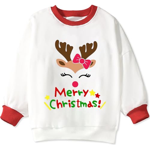 Mädchen Christmas Pullover für Kinder Baumwolle Weihnachtskleidung Sweatshirt Winter Kleidung Langarm Tops 2 Jahre