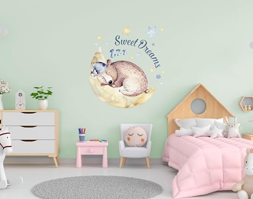 Wandtattoo mit niedlichem Tierhimmel, kreatives Kinderzimmer, Wandbild, Dekoration, Flug Cerf