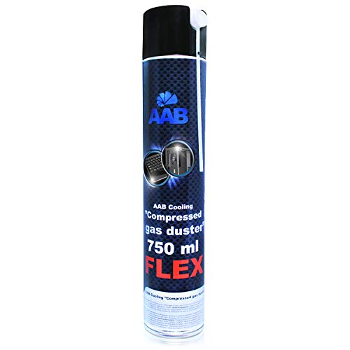 AABCOOLING Compressed Gas Duster FLEX 750ml - mit Flexiblem Schlauch – Druckluft, Reinigungspray PC Duster, Luftdruckspray, Pressluft, PC Reiniger