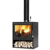Kaminofen Aus Stahl Rollo Bereit Rechteckig Mit Raumluftunabhängig, Einfache Bedienung, Kaminofen, Heizofen, Holzheizung, Effizienter Und Umweltfreundlicher Raumheizer Mit Modernem Design