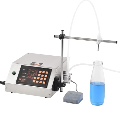 VEVOR Abfüllmaschine Automatisch/Pedalschalter Flüssigkeitsabfüllmaschine 650 ml/min Flaschenabfüllmaschine 29,5 x 24 x 13,7 cm Pastenfüllmaschine Edelstahl 201 Füllmaschine Digital Wein Milch usw.