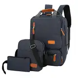 Tidyard Rucksack Set 3tlg. Schulrucksack Rucksack Herren Laptop Rucksack Umhängetasche kleine Tasche, für Reisen, Schule, Geschäft, Arbeit, College, passend für bis zu 14,5 Zoll