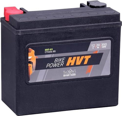 intAct - HVT-01 MOTORRADBATTERIE - Motorrad Batterie perfekt für Harley Davidson & andere hubraumstarke 2-Zylinder. Bike Power HVT-01, CTX20L-BS, 65989-97A, 12V Batterie, 20 AH, 350 A. 175x87x155mm