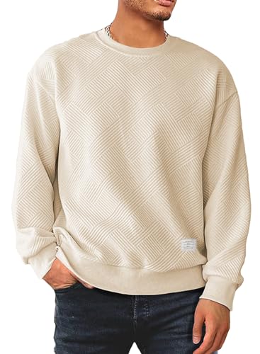 Meilicloth Herren Sweatshirt Raglan Sweat Langarm Crew Neck Casual Pullover Aprikose XL