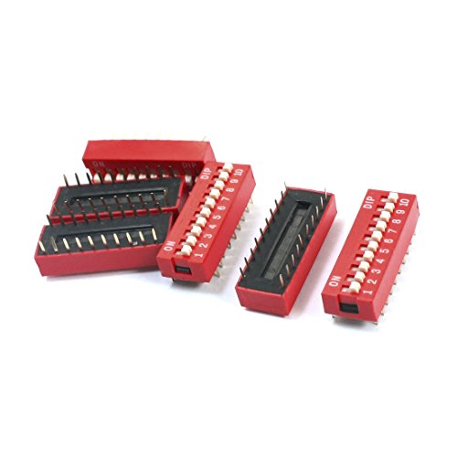 sourcing map 6 PCS RED DOUBLE Row 20 Pin 10 Positionen 2,54 mm Pitch DIP-Schalter de