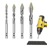 Veeteah Zementbohrer, Bohrer für Beton - Rostfreier, scharfer Hartmetall-Bohrkopf,Bohrzubehör mit Sechskantgriff, 4-teiliges Bauzubehör-Set für Glas, Ziegel, Zement, Beton