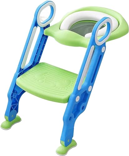 Karan King® Kleinkind-Toiletten-Trainingsset, Kinder-Toilettenleitersitz, flexible Länge, Tritthocker für Jungen und Mädchen, Badezimmer-Hilfe, Kleinkind-Trainingssitze, tragbares Design (grün)