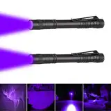 LIAISIMI UV Schwarzlicht Taschenlampe Mini LED-Taschenlampe mit Stift Clip UV LED Handlampe Schwarzlicht für Unechte Banknoten, Urin von Hunde und Andere Haustiere, Flecken etc (2 Pack-UV)