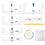 5 Stücke T-Shirt Ausrichtungslineal mit Klebeband Schablonen-Lineal Gestalten CTDMJ T-shirt Lineal Guide von T-Shirts und Basteln T-Shirt Lineal Guide Tool Set für Erwachsene Jugend und Kinder