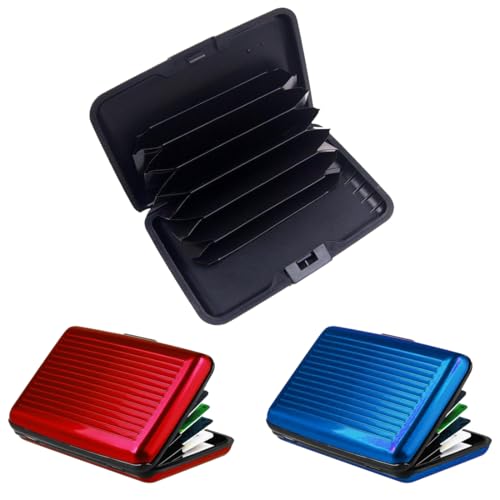 XPEX 2 Stück scheckkartenetui karten etui rfid blocker kartenhülle Kredit Kartenetui mit Münzfach & Rfid Schutz Aluminium Card Holder Wasserdichtes für Kreditkarten Personalausweis EC-Karten