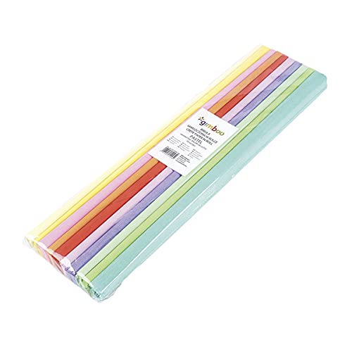 gimboo - Krepppapier 10 Rollen Pastel 50 x 200 cm Sortiert/Kreppband Bunt Bänder Crepe Paper/ideal für Kreativen Hobbies/ 1 Pack/Farbig sortiert, 14113352-98