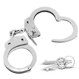 VIKING GEAR® echte Profi Handschellen aus gehärtetem Stahl in silber mit 2 Schlüsseln - Behördenqualität - Security Zubehör – Handschelle Sex - Handcuffs sex