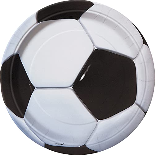 Unique 27304EU Umweltfreundliche Pappteller-18 cm-Fußballparty-Packung mit 8 Stück, Multicolour