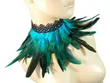 Feder Halsband Kragen türkis Choker Kropfband Kette Vogel Kostüm Pfau Karneval