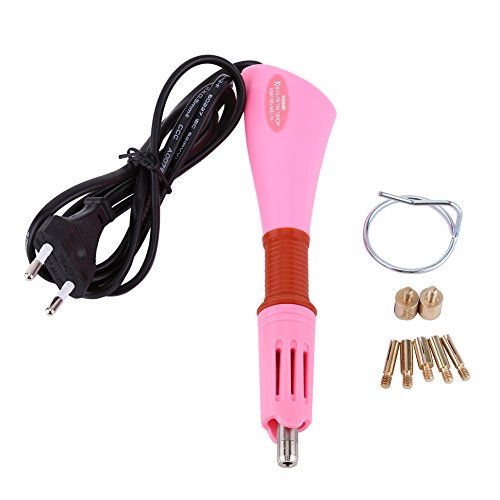 Akozon Hotfix Applicator Tool Hotfix Setter Hotfix Applikator Quick Aufheizen Stab Hot Fix 7 Hotfix-Spitze mit Halterung Zubehör Zubehör Rosa