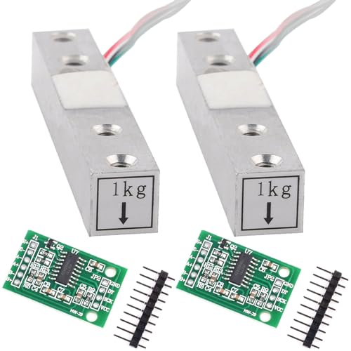 Wishiot 2PCS 1kg 5kg 10kg 20kg Digital Load Cell Weight Sensor High Precision Miniature Load Cells for Arduino DIY Electronic Portable Kitchen Scale Sensors ((1kg + HX711), 2)