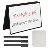 Mini Whiteboard A5, 30 x 20 cm,Kleines Whiteboard Tragbar Abwischbares White Board mit 3 Markern und 1 Whiteboard Tuch, Doppelseitiges Schreiben, für Zuhause, Büro, Schule (Schwarz)