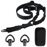 HTTYHT Single Point Sling Einstellbare 1 Punkt Trageriemen Nylon Tactical Tragegurt Schnellspanner mit Metallhaken Schulterpolster und 2 QD Sling Swivel für Outdoor Sport Klettern Bergsteigen