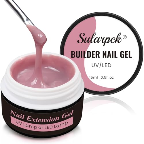 Sularpek Gel Nnägel, 15 ML UV Gel, Aufbaugel für Gelnägel, Acrylgel für Nägel, HEMA und TPO Frei UV Nagellack für Nägel Reparatur, Verstärkungsverlängerung für Nagelstudio(Nude Cover)