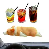 Generisch Corgi Car Accessoires, Auto Dashboard -Ornamente, Nettes Harz 4X Corgi Desk Accessoires, Miniaturhundsammler, dekorative Autozentrum Konsole Dekoration Vorräte