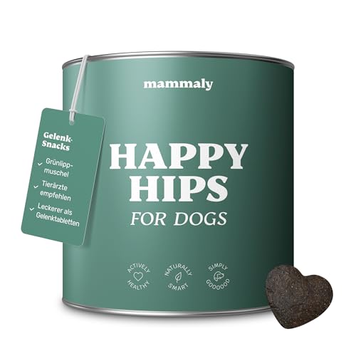 mammaly für Hunde Happy HIPS Gelenk Snacks mit Grünlippmuschel Hund, Alternative zu Gelenktabletten Hund oder Grünlippmuschel Kapseln, Unterstützt Knochen und Gelenke, NEUES Rezept ca. 110 Snacks