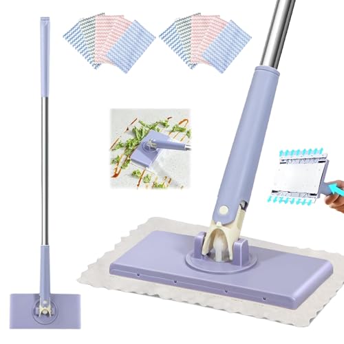 Automatischer Tuchwechsel Mini Mop,360° Minis Multifunktions Flachmopp,Tragbarer Flachmopp mit Push Pull Griff,Handfreier Flachmopp um 360° Drehbar,Freihändiger Mini-Mopp,für Die Bodenreinigung