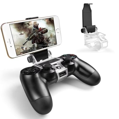 Megadream PS4-Controller-Handy-Halterung, 180 Grad drehbar, für Sony Playstation 4, PS4 Slim, PS4 Pro, Android Samsung Galaxy S9, S8, Note 9, 8, Moto LG, OTG-Kabel PS4 Mount schwarz