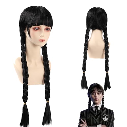YKHSUAOU Perücke für Damen,Lange Geflochtene Schwarze Perücken ,Lange schwarze geflochtene Perücken,für Cosplay PartyFaschingskostüme Karneval HalloweenMerchandise Geschenke.