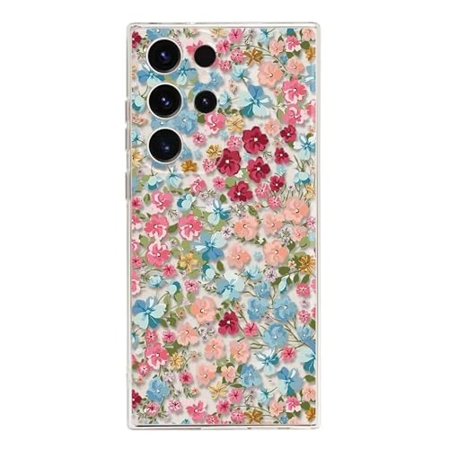 Rnrieyta Miagon Kreativ Blume Hülle für Samsung Galaxy S23 Ultra,Schmetterling Blätter Blumen Flower Serie Schutzhülle Transparentes Weich TPU Cover Dünne Kratzfeste Silikon Gel