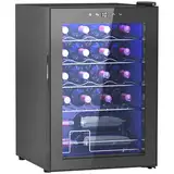 HOMCOM Weinkühlschrank, 53 L Getränkekühlschrank für 20 Flaschen, Weinklimaschrank, Flaschenkühlschrank mit Innenbeleuchtung, Touch, 5-18°C, Schwarz