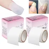 NICENEEDED 2 Rollen Selbstklebende Seidennagelfolie, Silk Fiberglass Nail Extensions, Fingernagel Reparatur Nagel Kleber Aufkleber Nailart Tool zum Reparieren beschädigter Nagelspitzen