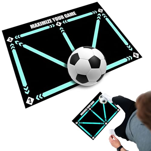 QUSLLIS Fussball Matte - Fussballmatte Training Ballkontrolle, Fussball Trainingszubehör, Turnmatte Kinder Fussball Matte, Rutschfeste Trainingsmatte - Schwarz