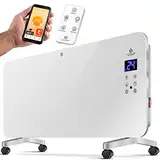 KESSER® Elektro Glasheizung Glaskonvektor Elektroheizung Heizung Heizkörper ✓ Touchscreen ✓ APP WiFi Funktion Inkl. Fernbedienung ✓ LCD-Display ✓ Timer | Stand- oder Wandgerät | 2000 Watt | Weiß