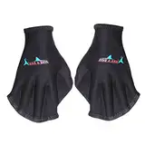 WINOMO Schwimmhandschuhe Schwimmhäute Aquatic Paddel Tauchen Hand Web 1 Paar (Schwarz)