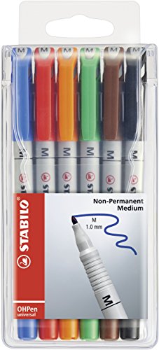 Folienstift - STABILO OHPen universal - wasserlöslich medium - 6er Pack - mit 6 verschiedenen Farben